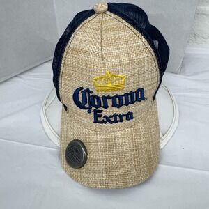 Corona Extra Straw Beer Cap Trucker Hat Cap Bottle Opener Bar